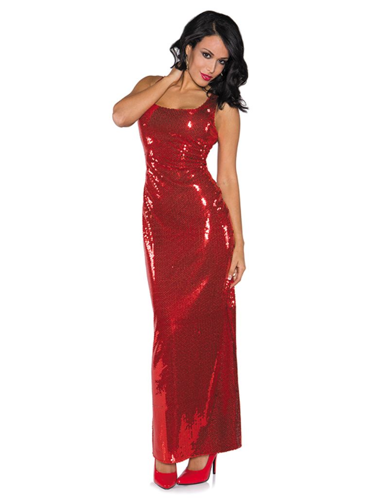 RED SEQUIN LONG DRESS