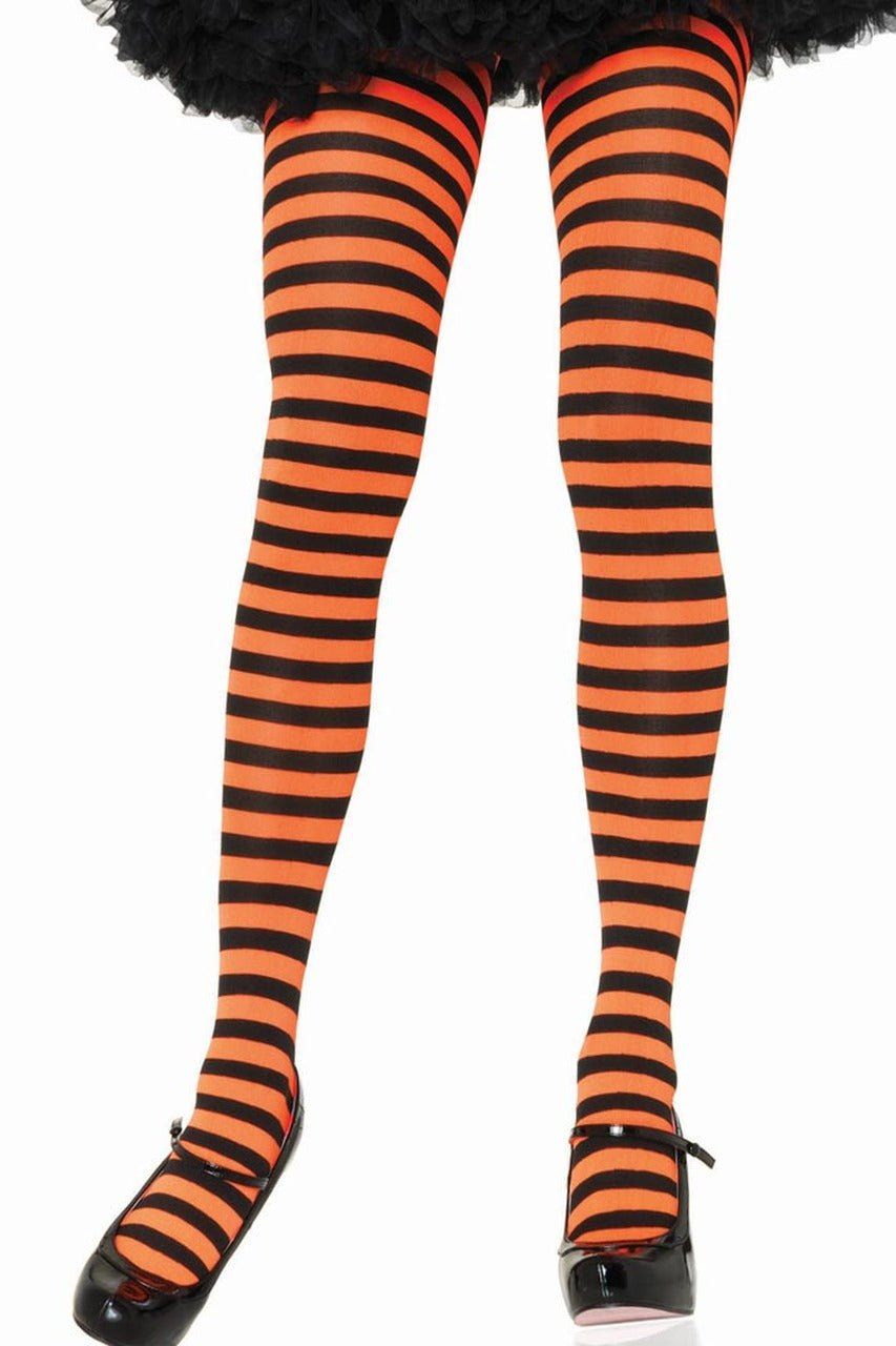 STRIPED TIGHTS BLACK/ORANGE
