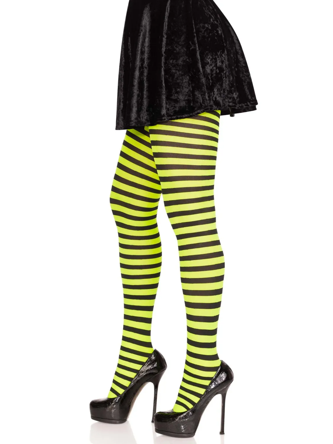 STRIPED TIGHTS LIME/BLACK