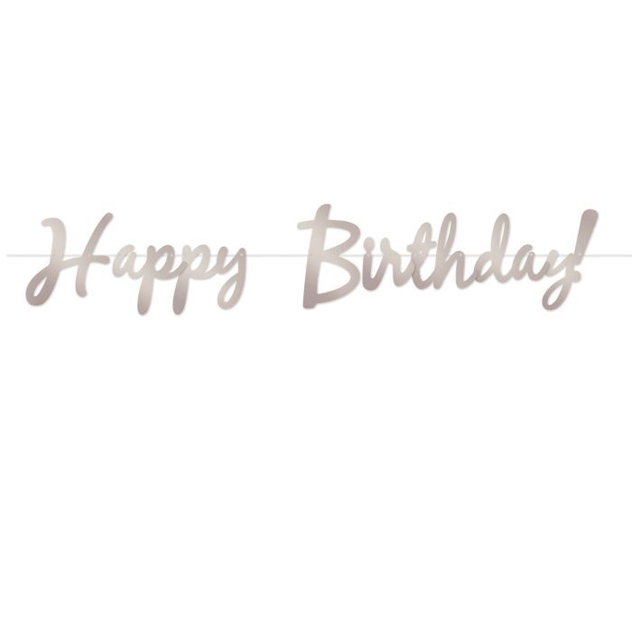 Foil Happy Birthday! Streamer-5ft, Color: SILVER