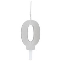 SPARKLER TOPPED NUMBER CANDLE, Color: SILVER, Size: 0