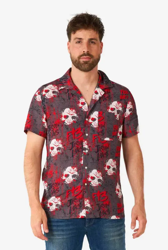 SHORT SLEEVE BUTTON DOWN FRIDAY THE 13TH