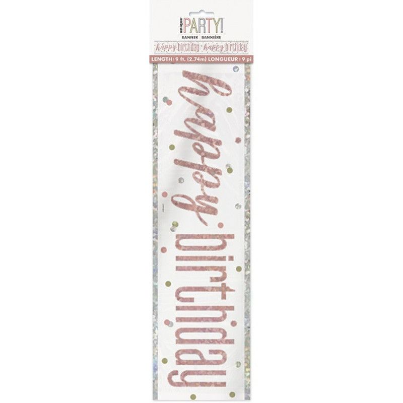 9FT BANNER GLITZ ROSE GOLD, Color: BIRTHDAY