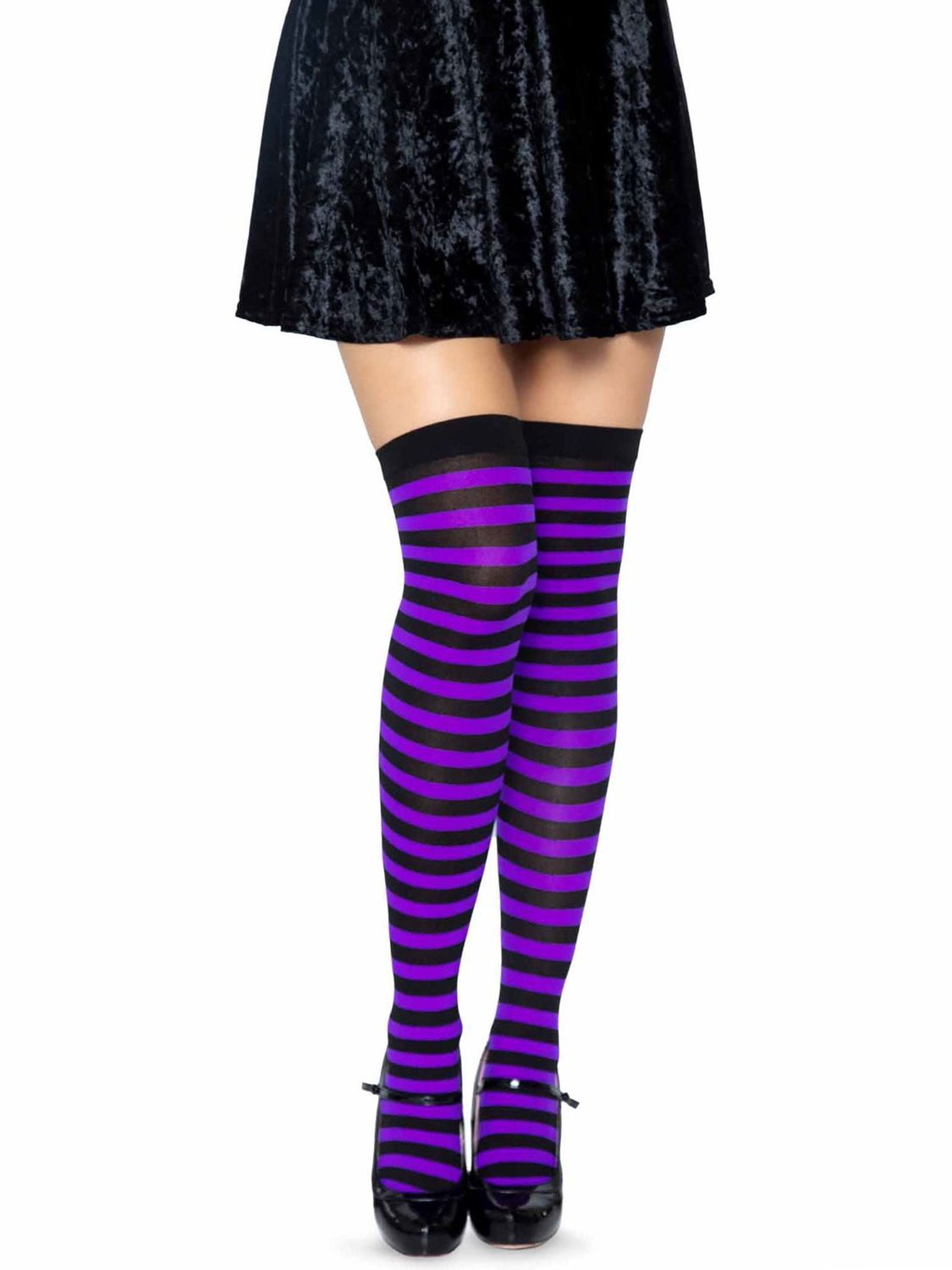 Black &amp; Purple Striped Thigh Highs