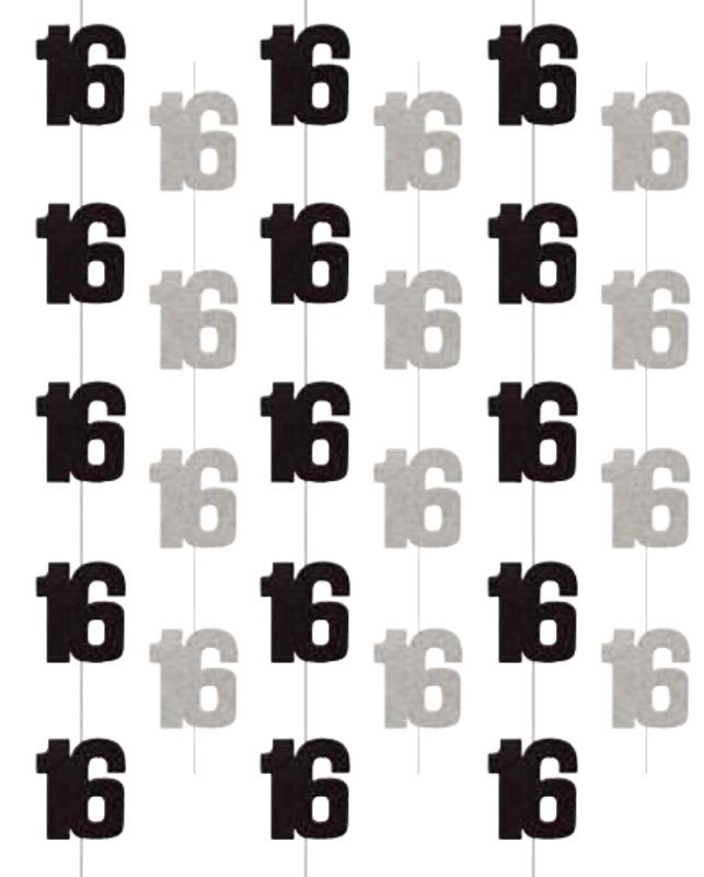 5FT GLITZ BLACK HANG DECOR, Size: 16