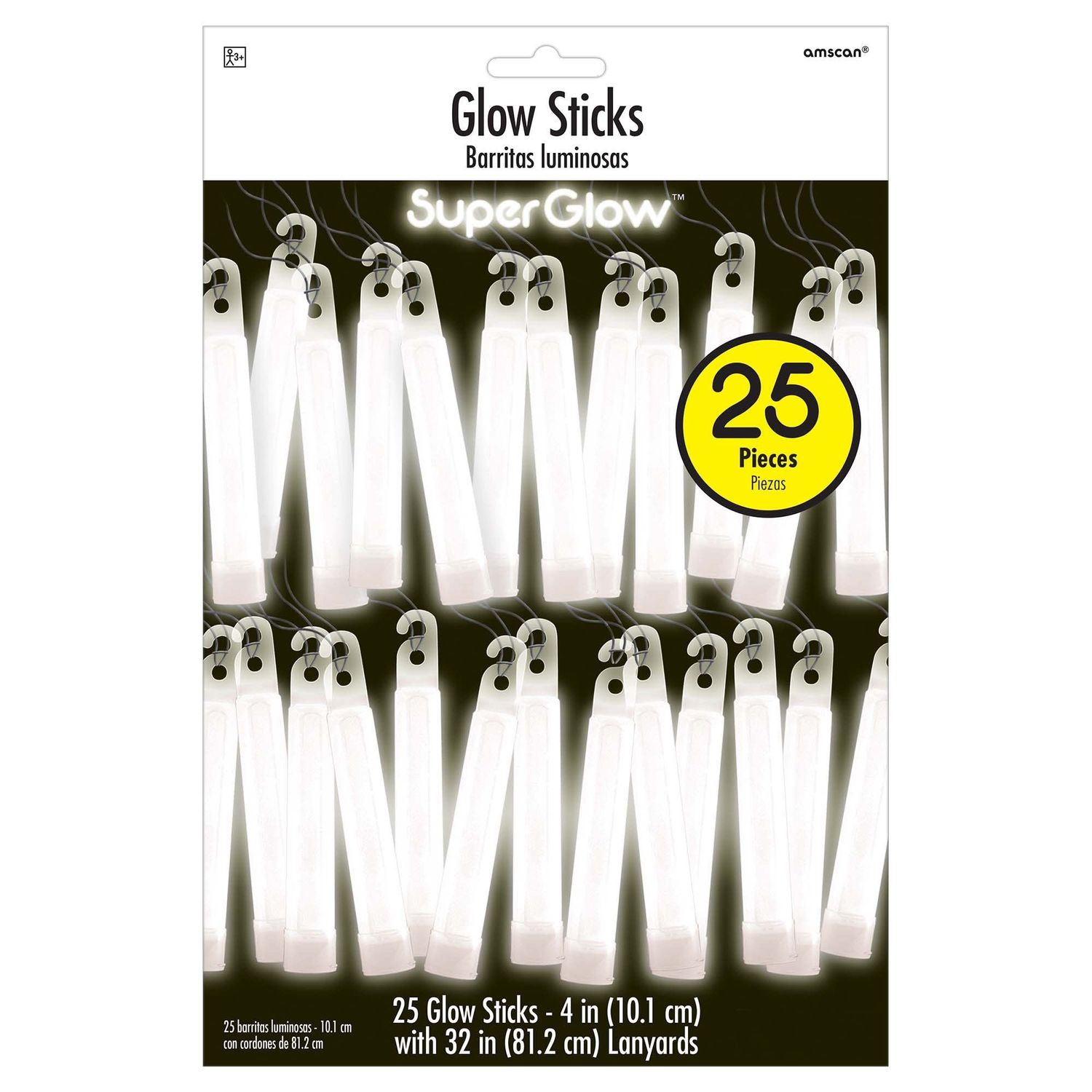 25CT 4in GLOW STICKS WHITE