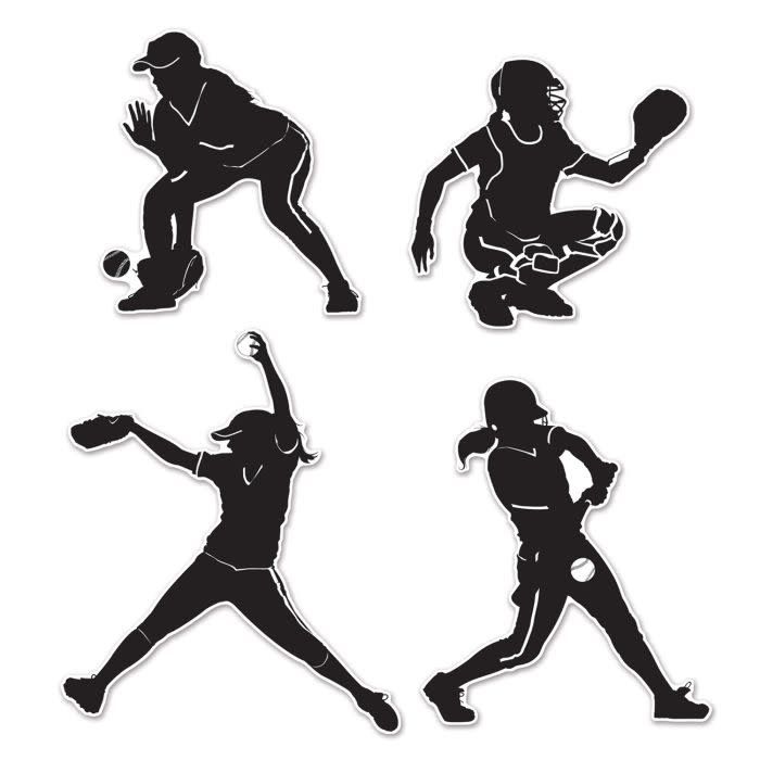 Softball Silhouettes-4ct