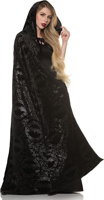 HOODED VAMPIRE CAPE, Color: BLACK