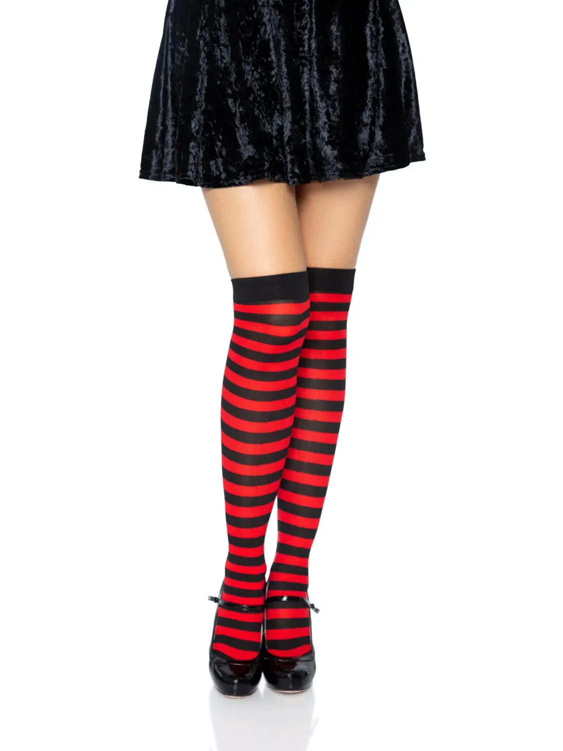Black &amp; Red Striped Thigh Highs
