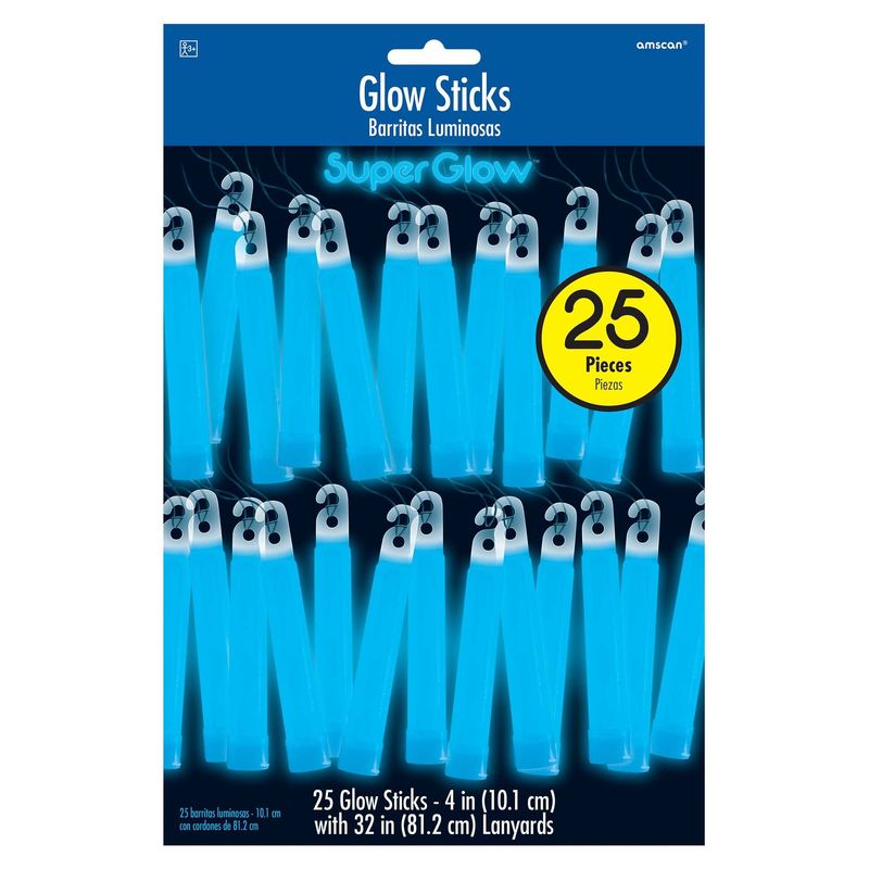 25CT 4in GLOW STICKS BLUE