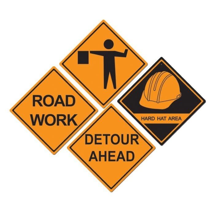 Construction Sign Cutouts-4ct