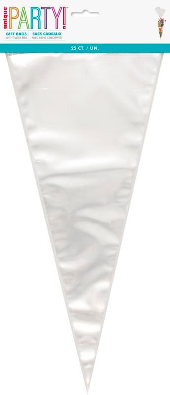 Clear Large Cone Cello Bags - 25 Count