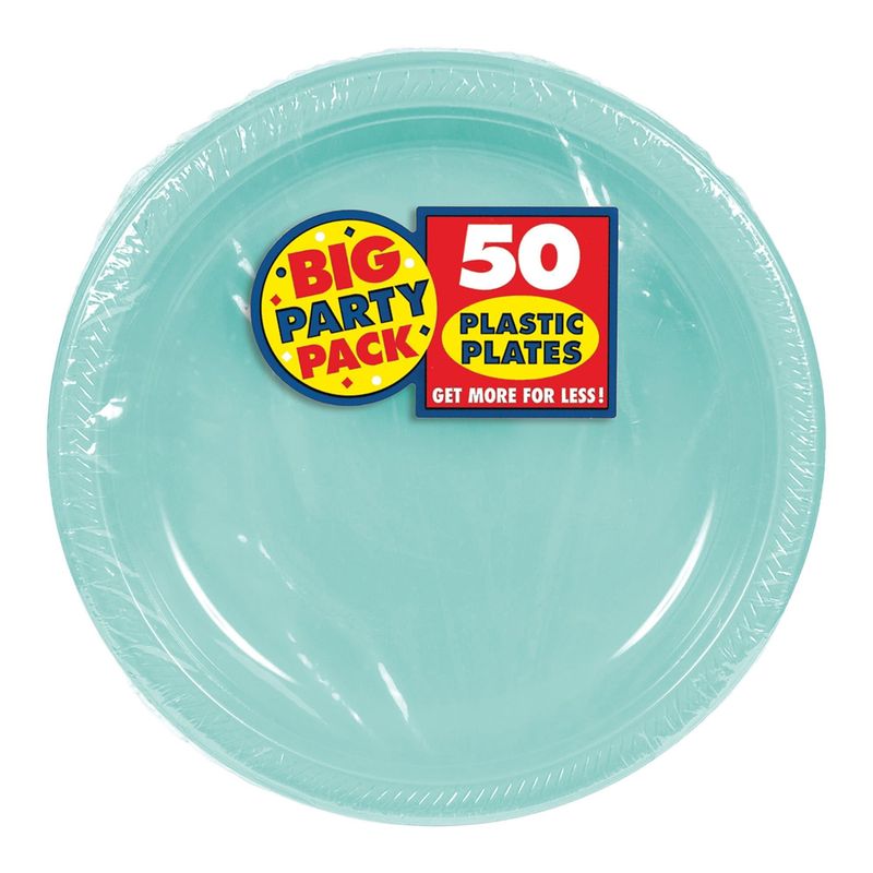 50ct 7in Plastic Plates- Robin's Egg Blue