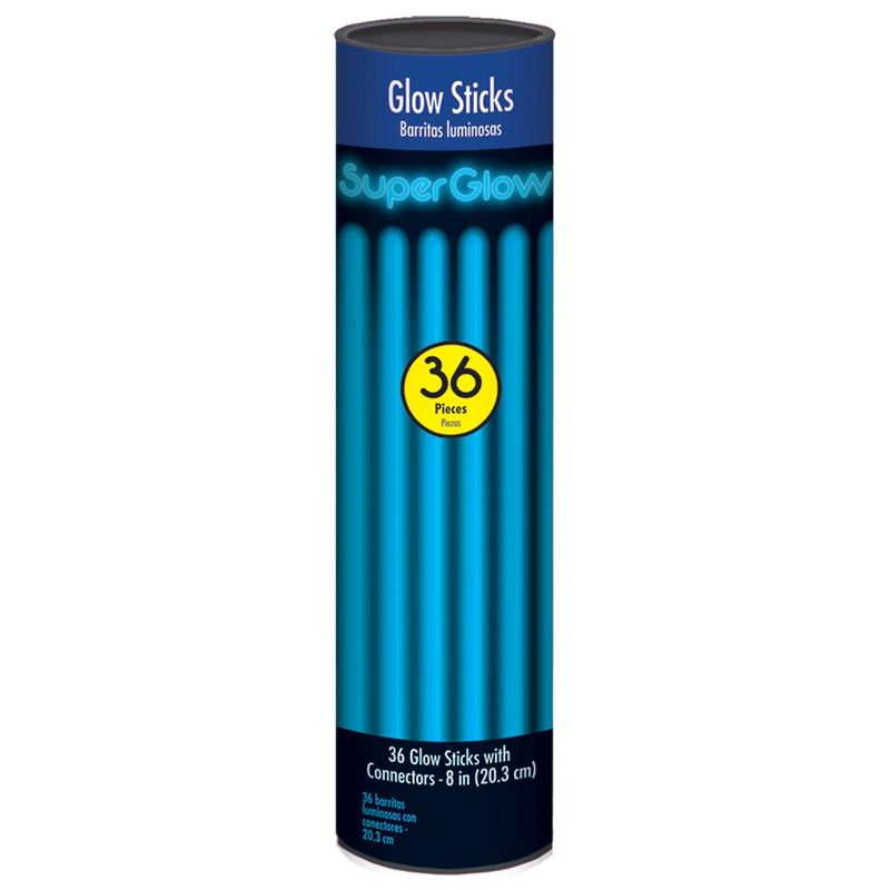36CT 8in GLOW STICKS BLUE