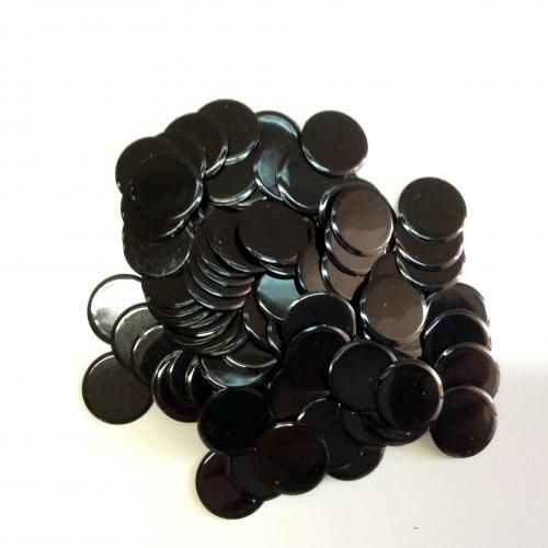 Solid Black Plastic Chips- 100 Count Bag