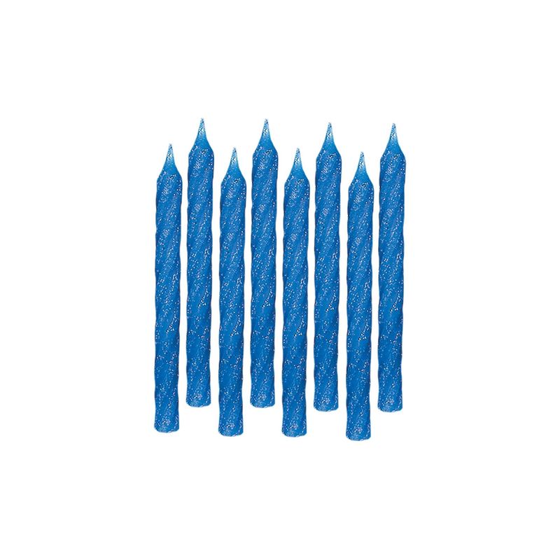 Large Glitter Spiral Candles - Blue