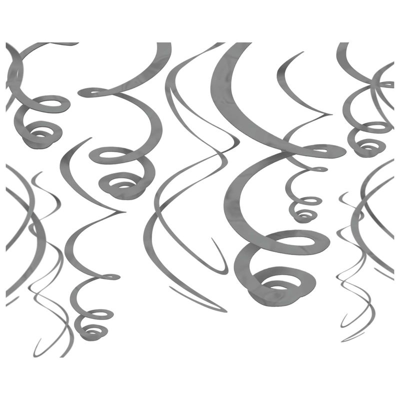 Plastic Swirl Decorations - Silver