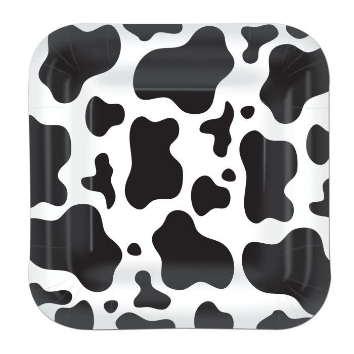 Cow Print Square 7in Plates - 8 Count