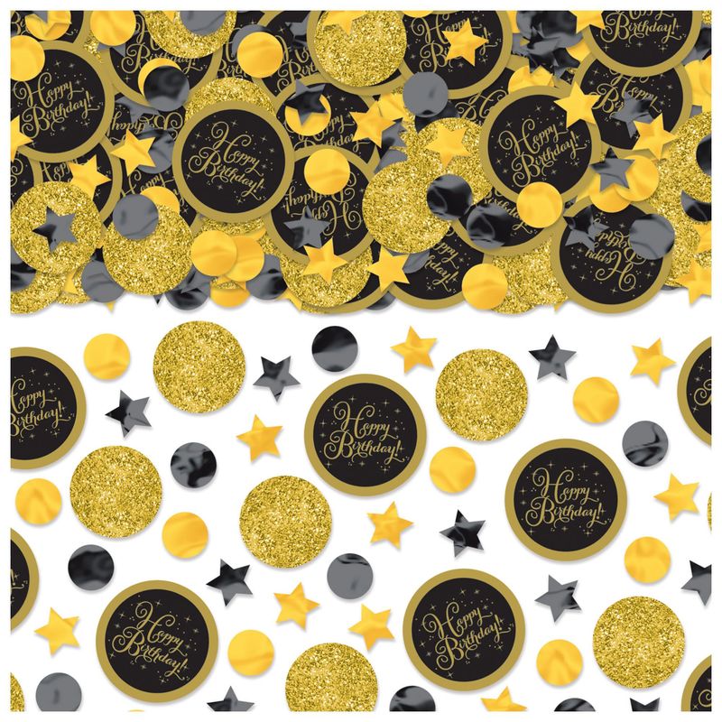 ​Black &amp; Gold Birthday Confetti