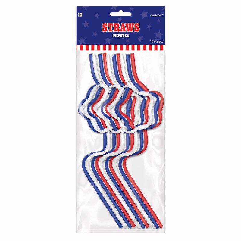 Patriotic Star Shaped Plastic Straws