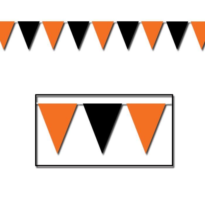Orange &amp; Black Pennant Banner-30ft