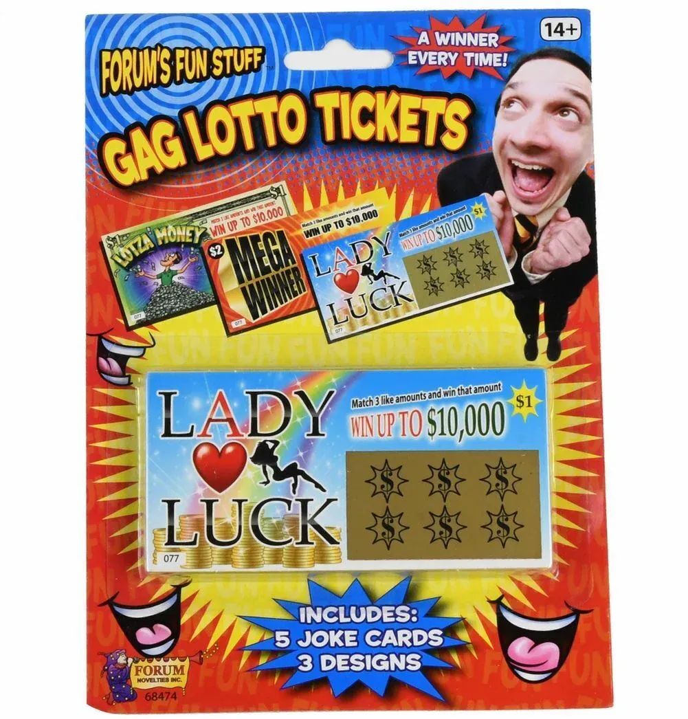 5-Pack Gag Lottery Tickets – Fake Winner Scratch-Off Prank Cards