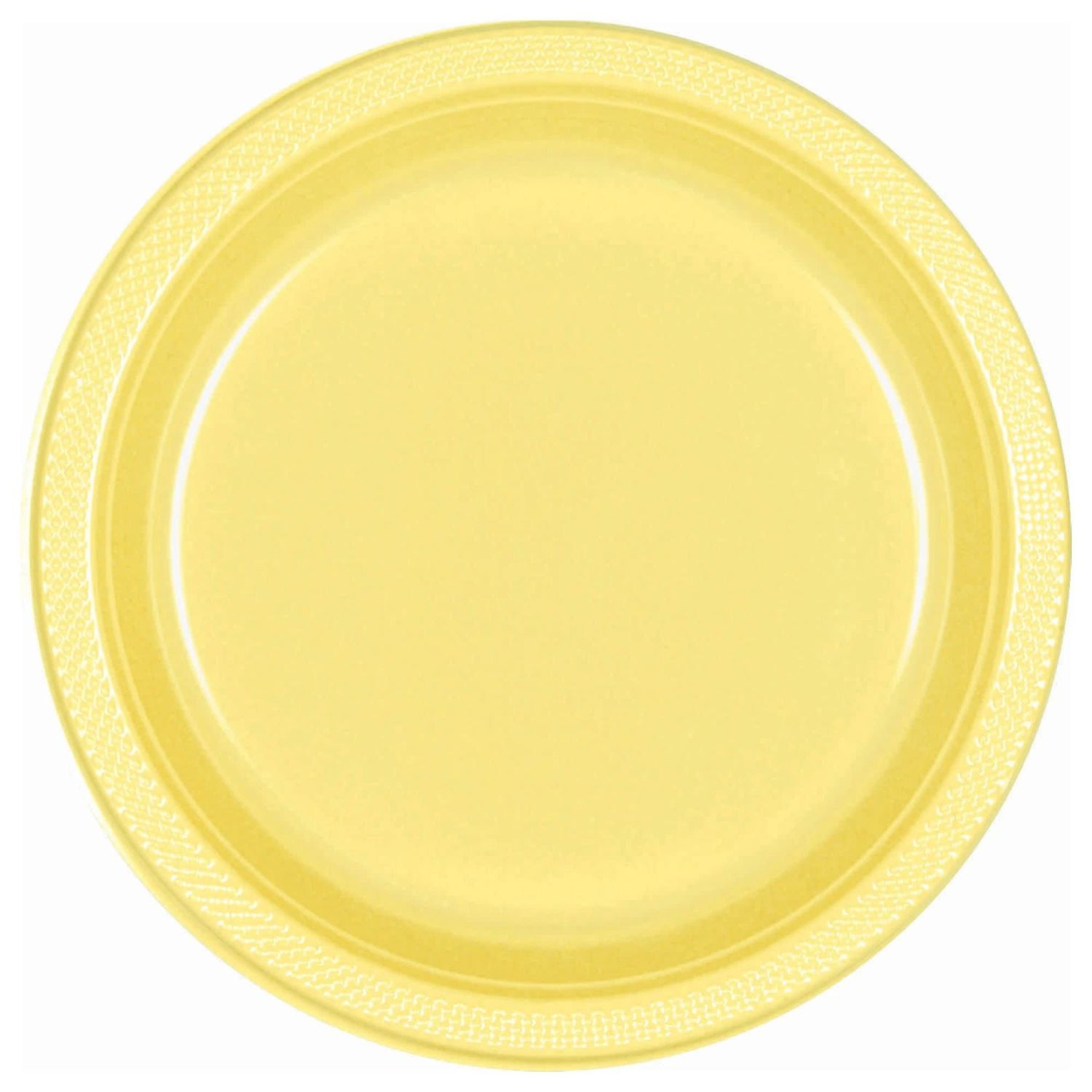 10" Round Plastic Plates, Mid Ct. - Light Yellow