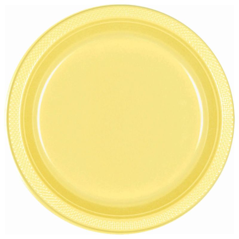 10" Round Plastic Plates, Mid Ct. - Light Yellow