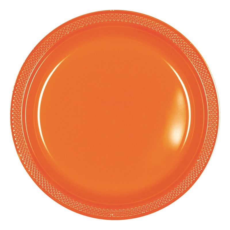 10" Round Plastic Plates, Mid Ct. - Orange Peel