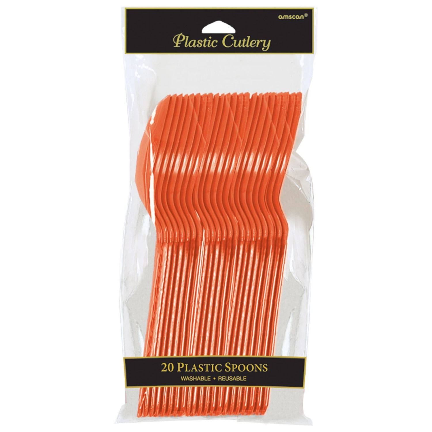 Orange Plastic Spoons - 20ct
