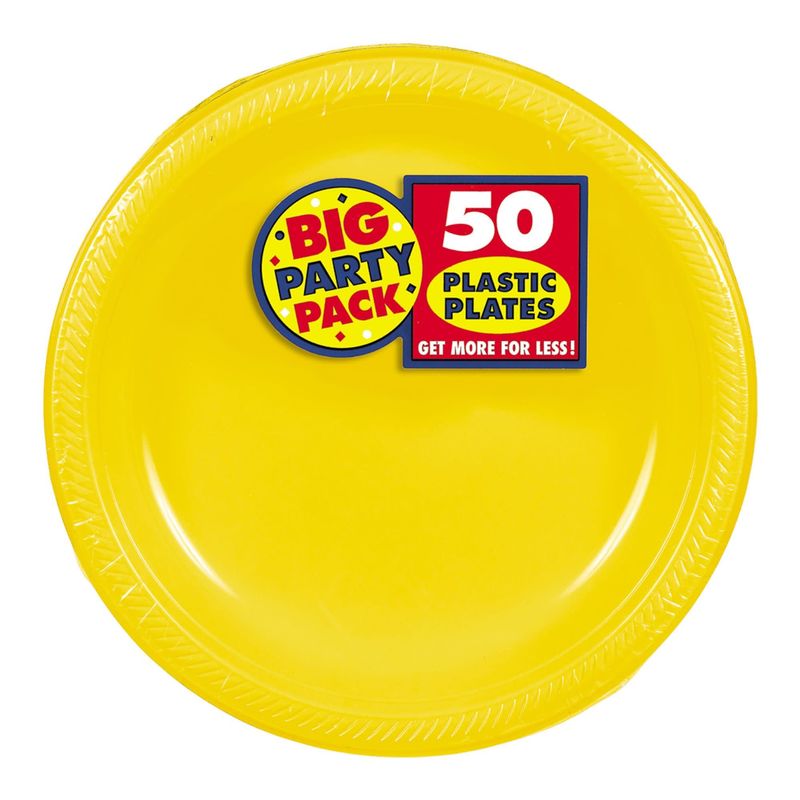 50ct 7in Plastic Plates - Yellow Sunshine