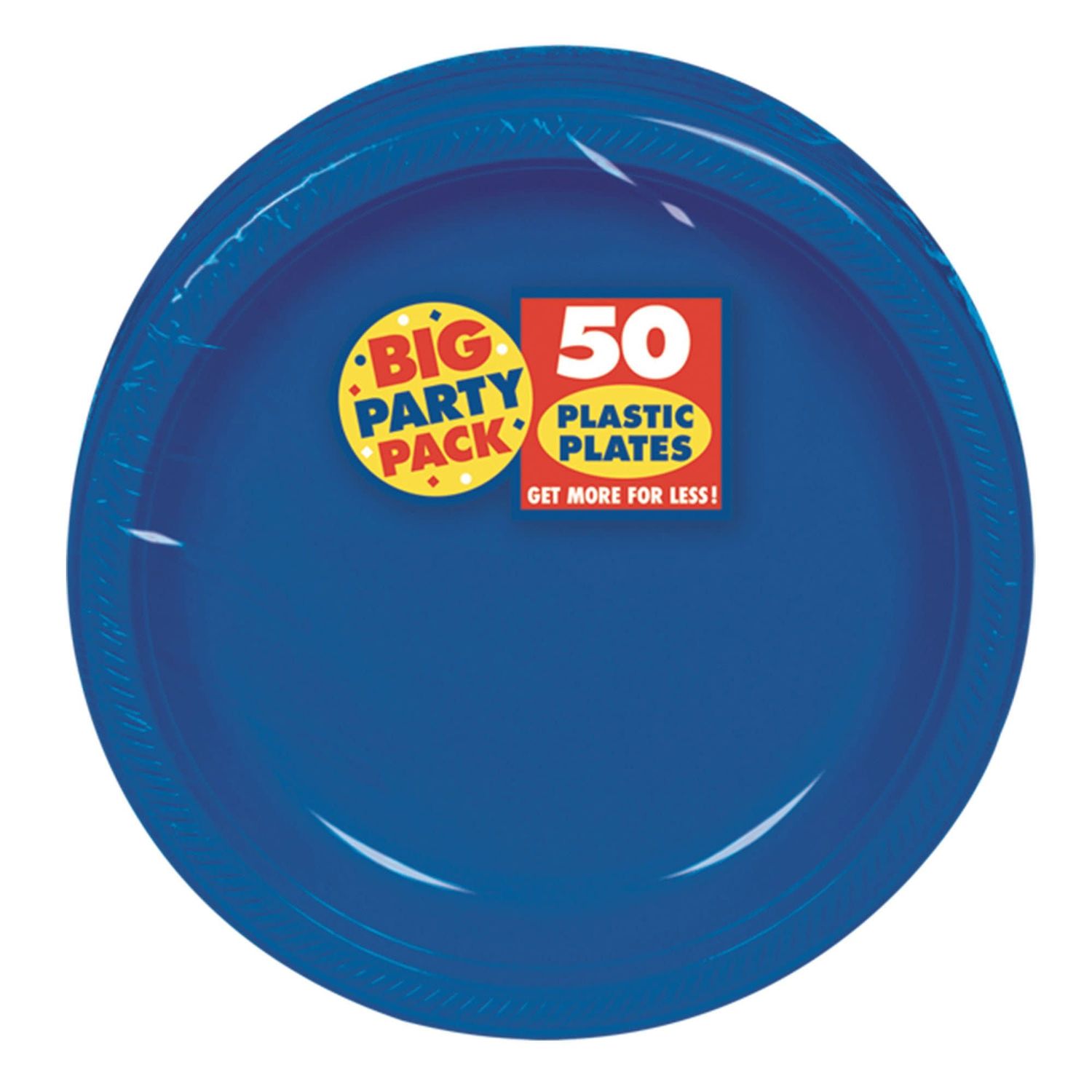 50ct 7in Plastic Plates- Bright Royal Blue
