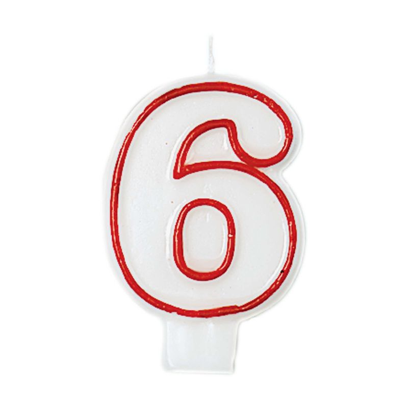 Red/White Flat Molded #6 Candle