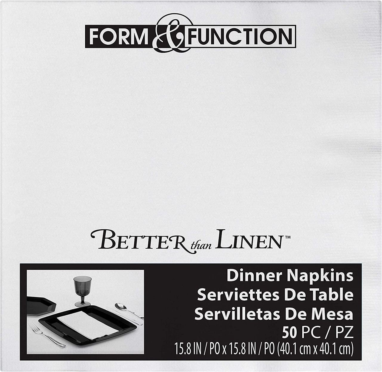 White Better Than Linen 15.8in x 15.8in Dinner Napkins - 50ct