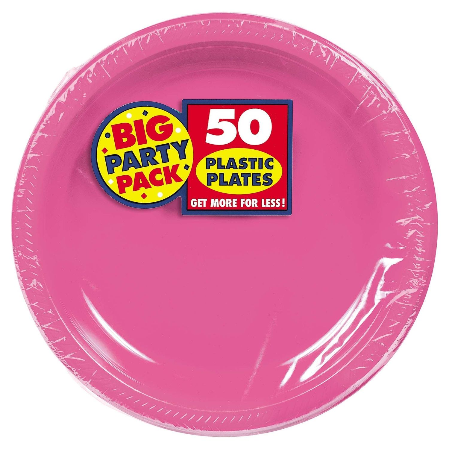 50ct 10.25in Plastic Plates - Bright Pink