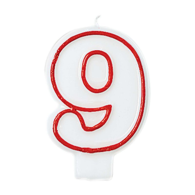 Red/White Flat Molded #9 Candle