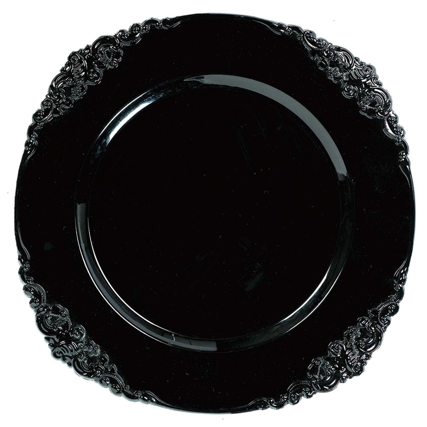 Black Plastic Motif Charger