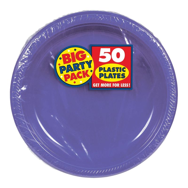 50ct 7in Plastic Plates- New Purple