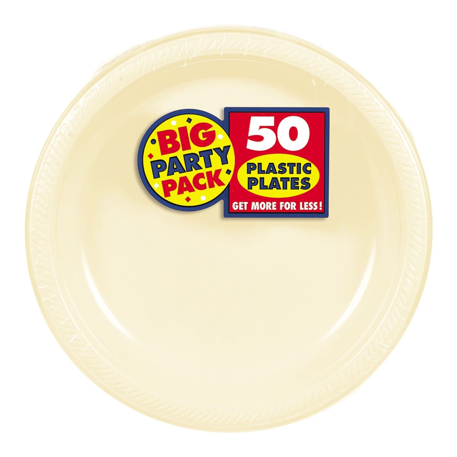 50ct 7in Plastic Plates- Vanilla Creme