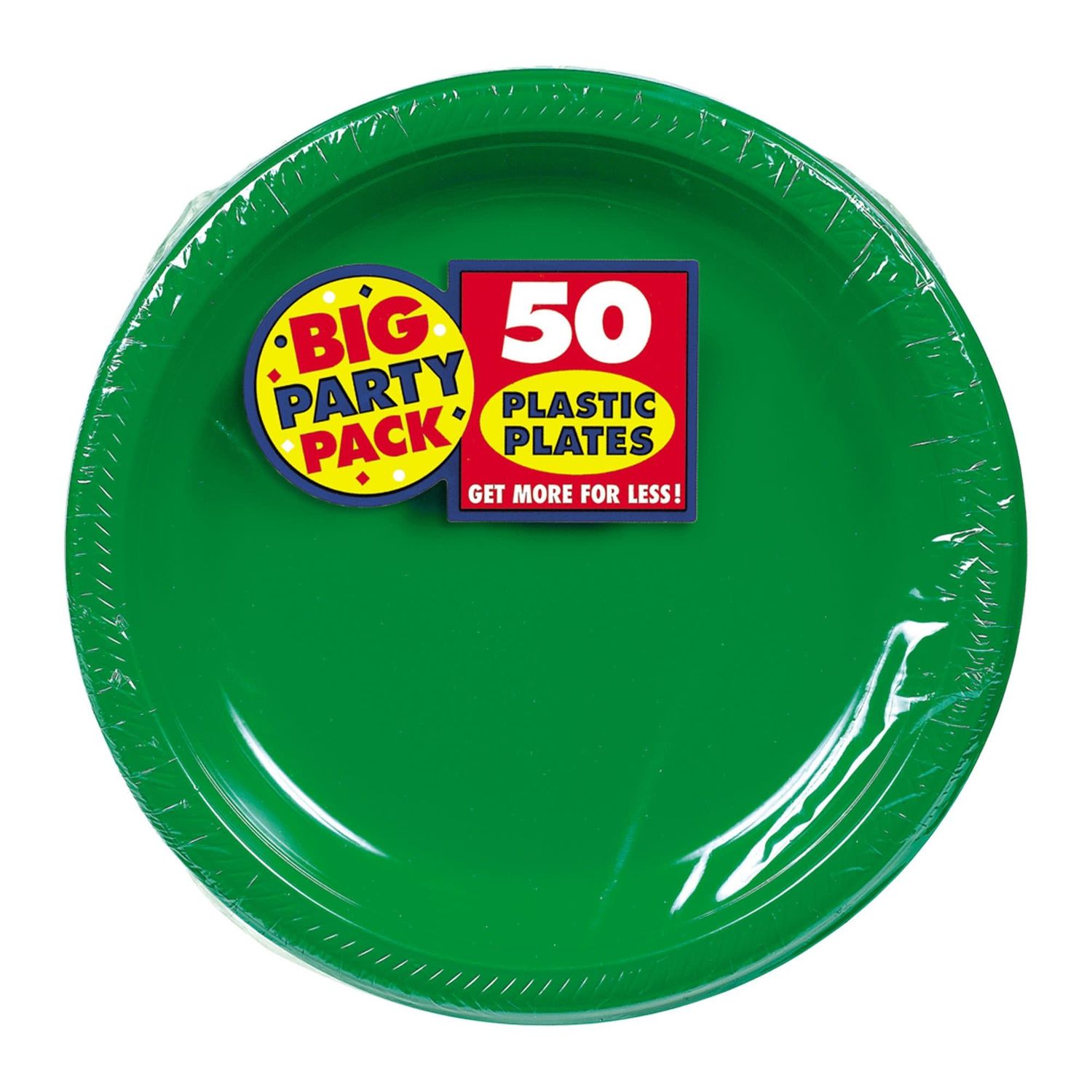 50ct 7in Plastic Plates - Festive Green