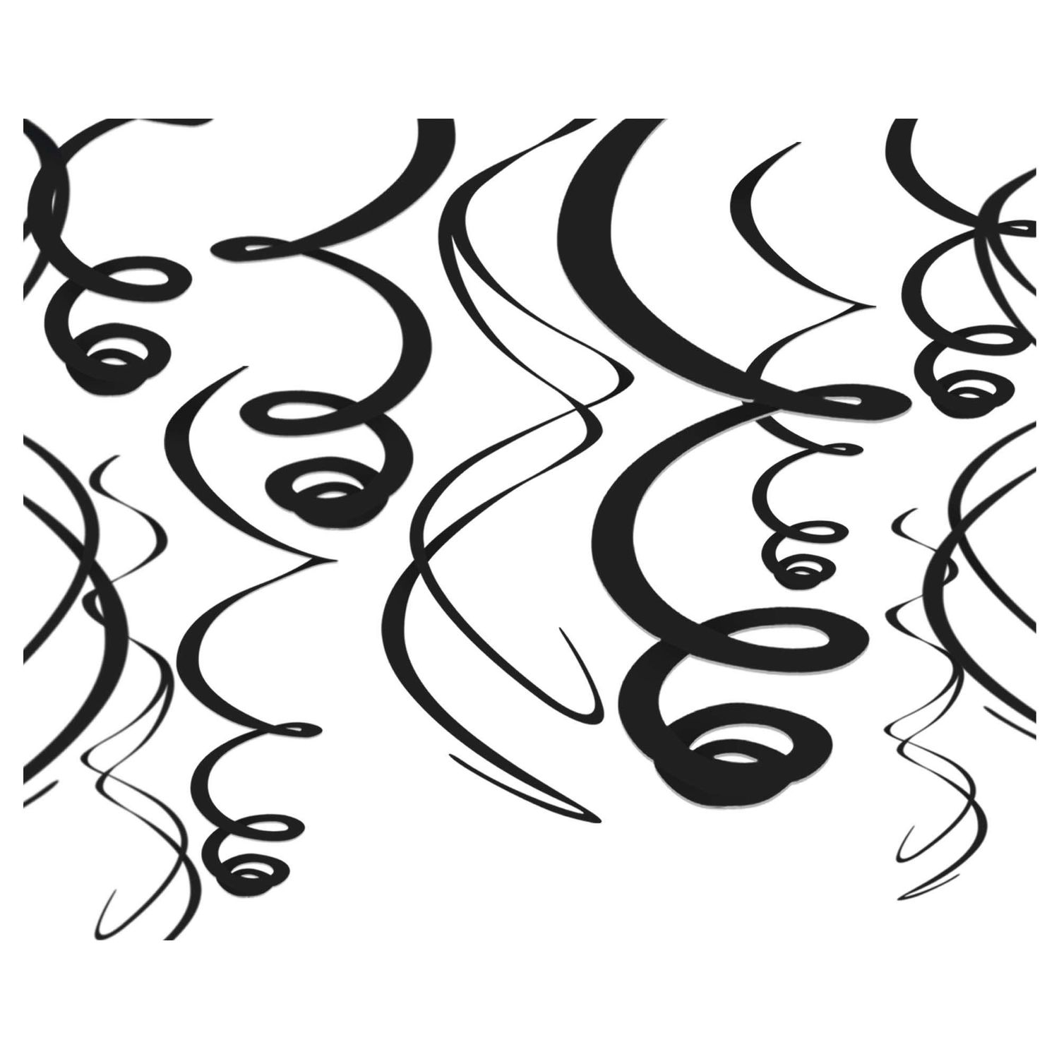 Jet Black Plastic Swirl Decorations