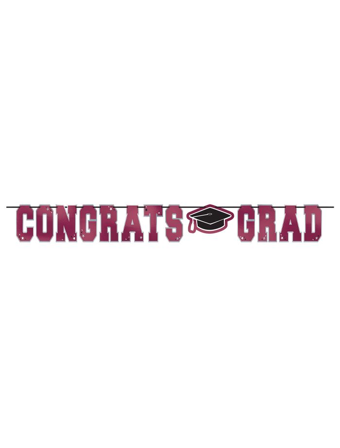 Grad Large Foil Letter Banner - Maroon