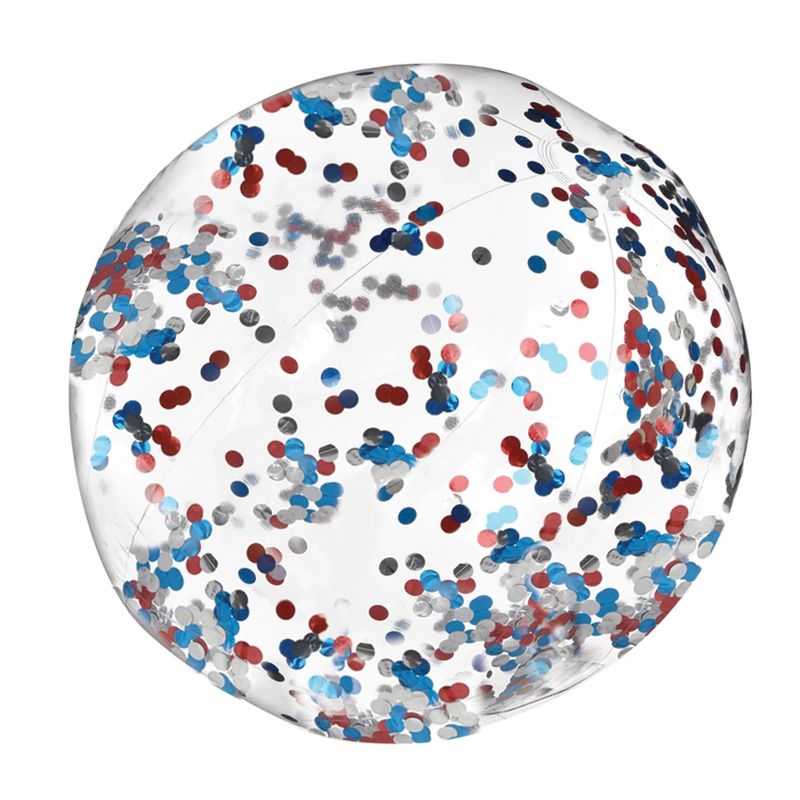 Patriotic Large Inflatable Beach Ball w/Confetti