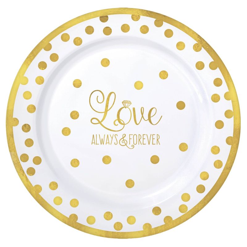 20ct "Love" Round Premium Plastic Plates, 7 1/2"