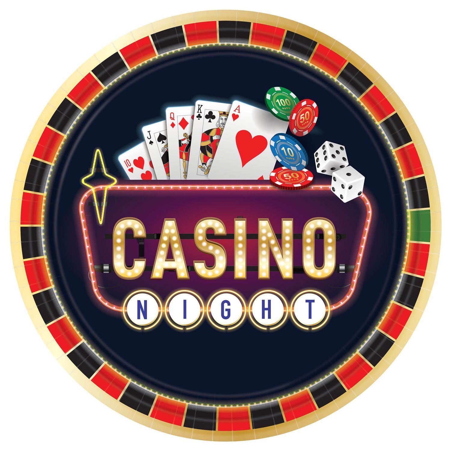 Roll The Dice Round Plates, 10 1/2"