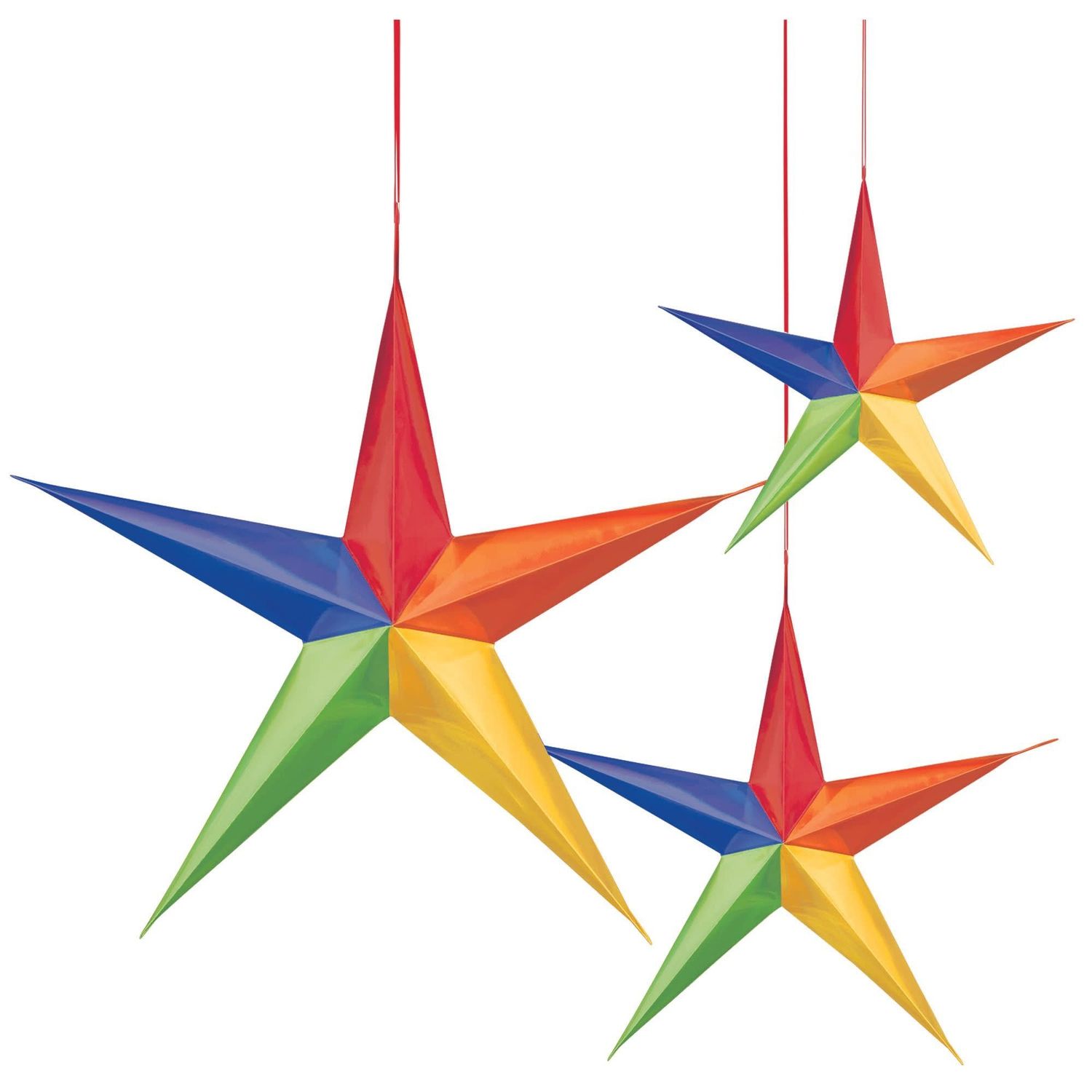 Hanging 3D Stars - Rainbow
