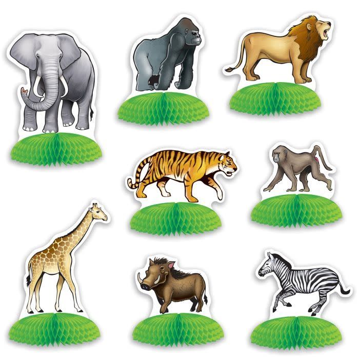 8CT Jungle Safari Animal Mini Centerpieces