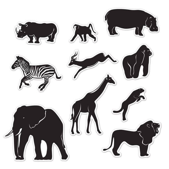 10CT Jungle Animal Silhouettes