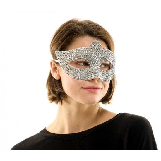 RHINESTONE EYE MASK SILVER