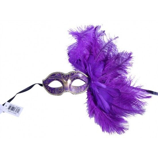 EYE MASK WITH FEATHER PURPLE